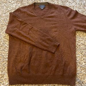 Black Brown Cashmere V-Neck Amber Color Sweater